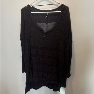 Free People Black Textured Blouse